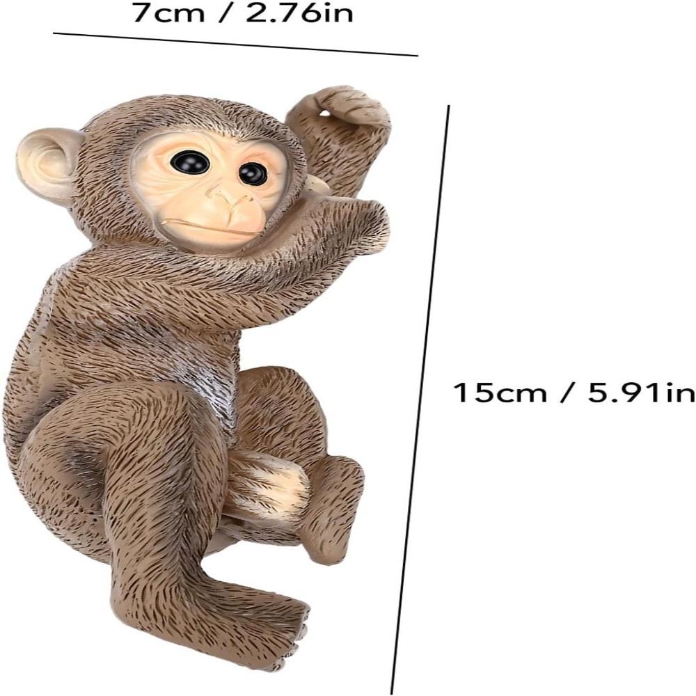 Resin Garden Monkey Statue Beige Chimpanzee Sculpture Durable Hanging Animal Ornament