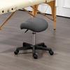 Saddle Stool, PU Leather Adjustable Rolling Salon Chair with Steel Frame for Massage, Spa, Beauty and Tattoo, Grey