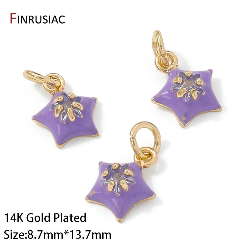 

14K Gold Plated Brass Zircon Enamel Star Charms Pendants for Jewelry Making Earrings Necklaces Bracelets DIY Crafts Accessories 2 pieces