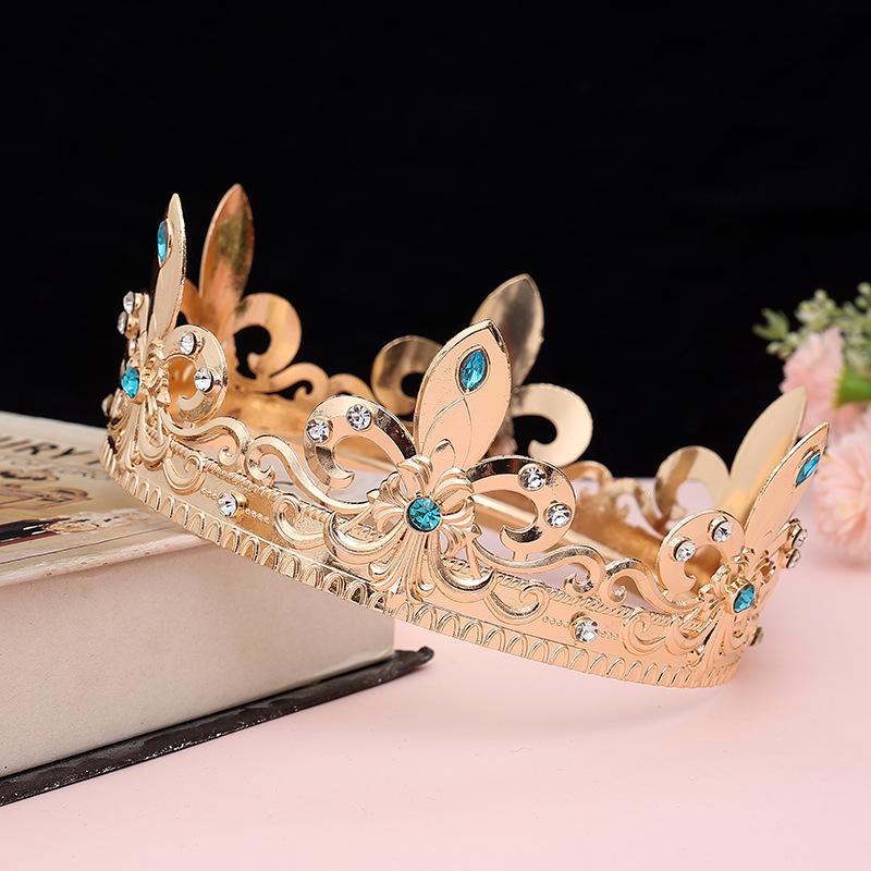 Men's Golden King's Crown Headwear Adult Birthday Crown Halloween Stage Opera Performance Unisex