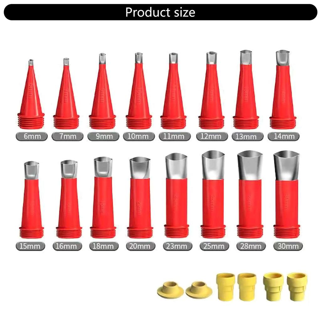 Stainless Steel Caulking Nozzles 16Size With 6Base Durability Sealant Applicator Tool For Kitchen Bathroom Sink Joints