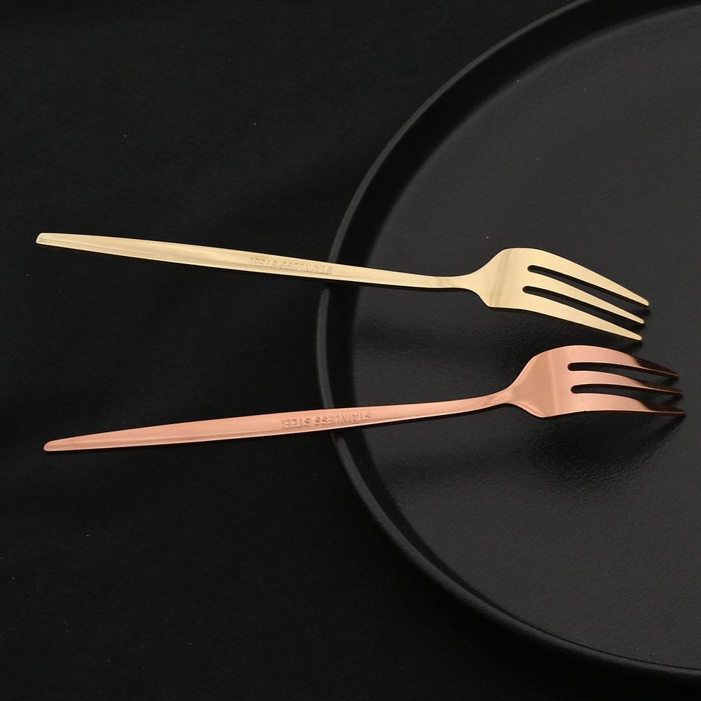 6pcs Dinnerware Set White Gold Cake Fruit Forks Cutlery Set Stainless Steel Flatware Mirror Home Snack Salad Fork Tableware Set