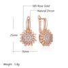 Rose Gold Color Creative Crystal Flower Drop Earrings For Women Fashion Natural Zircon Accessories Vintage Jewelry