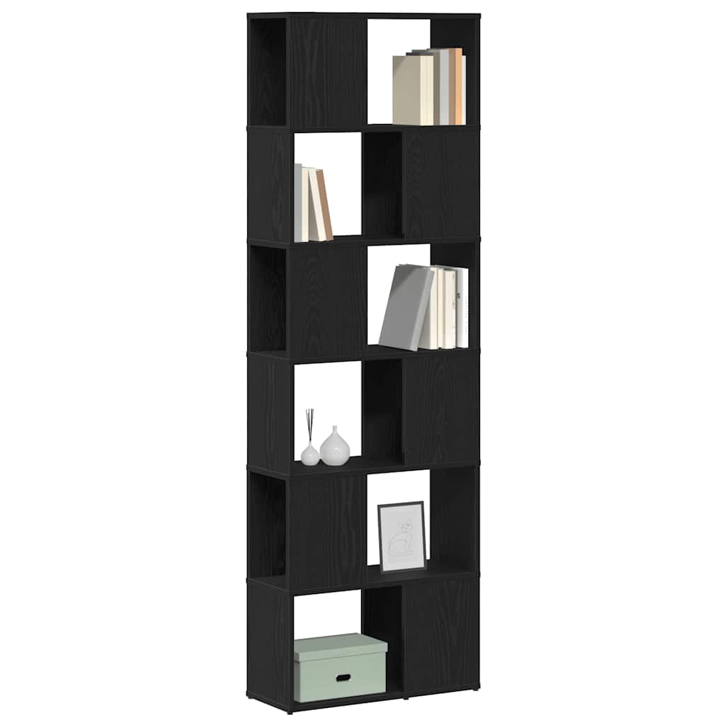 Bookshelf Room Divider Black Oak Effect 60 x 24 x 186 cm