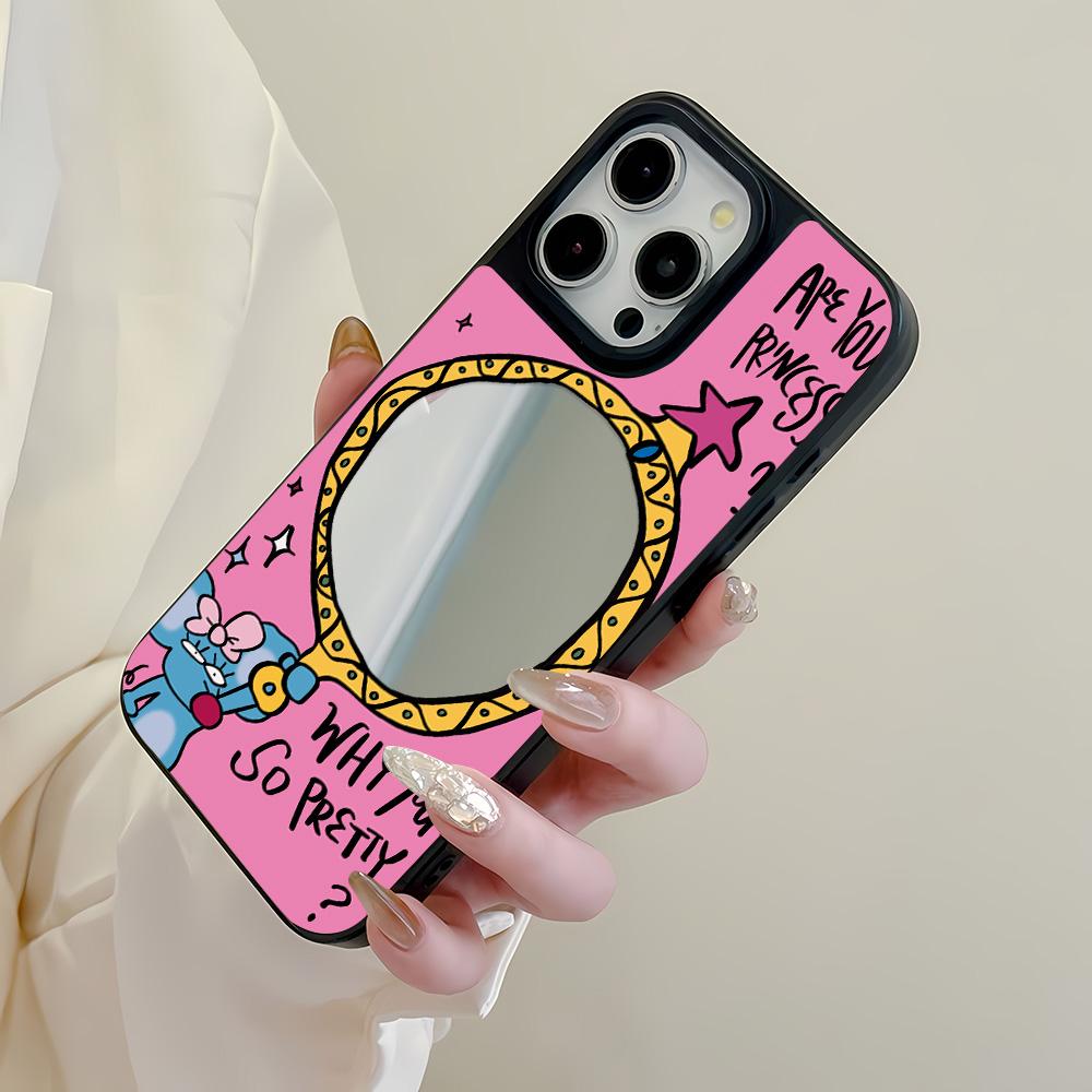 Mirror Phone Case for iPhone 15 11 13 14 for 15 16 Pro Max 12 13 16 Pro Cloud Flower and Animal Cute Style Phone Case