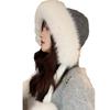 Women's Warm Down Ear Protection Hat Plus Velvet Thickened Cotton Hat Cold  Proof Hat Plush Cute Face Showing Little Lei Feng Hat