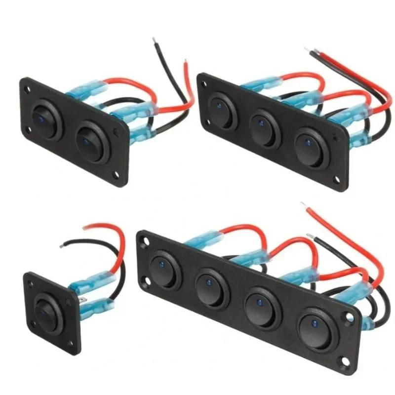 12V 1-4 Gang Universal Toggle Switch Panel USB Car Boat Marine RV Truck Blue LED Styling Accessories Marine Rocker Switch
