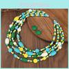 Geometric Handmade Wooden Bead Long Necklace With Alloy Pendant For Women