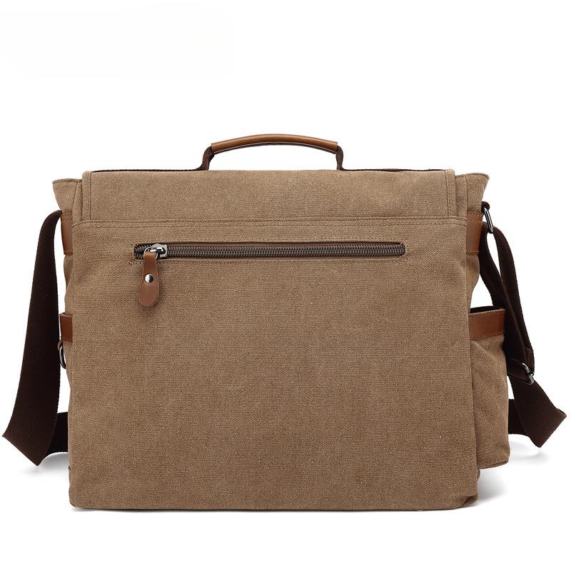 AUGUR Geantă clasică pentru bărbați, de culoare solidă, geantă retro din pânză de afaceri, care poate pune laptopul, geantă practică multifuncțională cu orificiu pentru căști