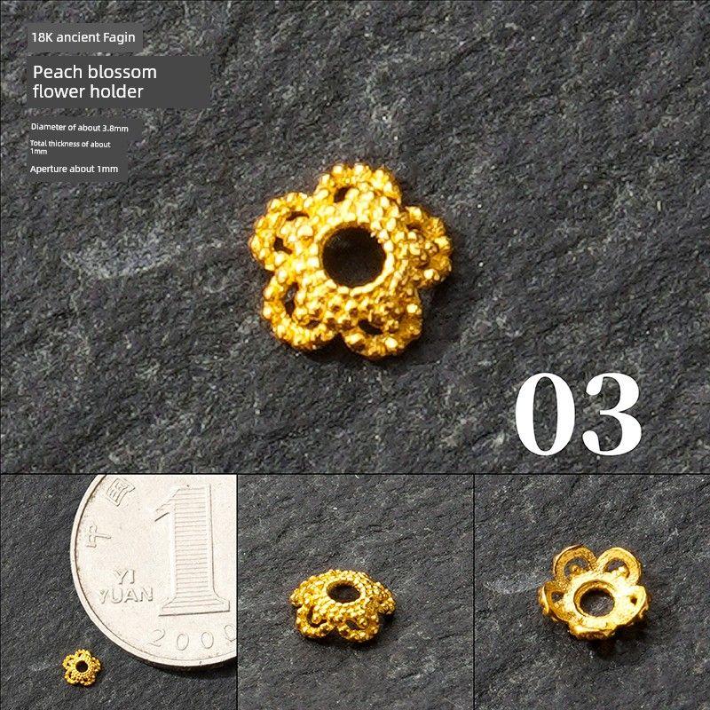 

18K Gold Accessories DIY Flower National Style Flower Holder Spacer Beads Braided Bracelet Carrying Strap Bracelet Necklace Handmade Accessories [3] 18K gold peach blossom flower holder 0.05g