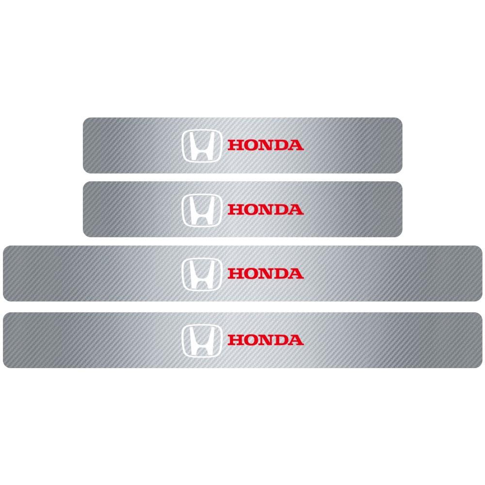 Dncr6 4Pcs Carbon Fiber Car Door Threshold Sill Sticker Badge For Honda Mugen Typer ACCORD Airwave Avancier Civic INSPIRE GK5 CRV XRV