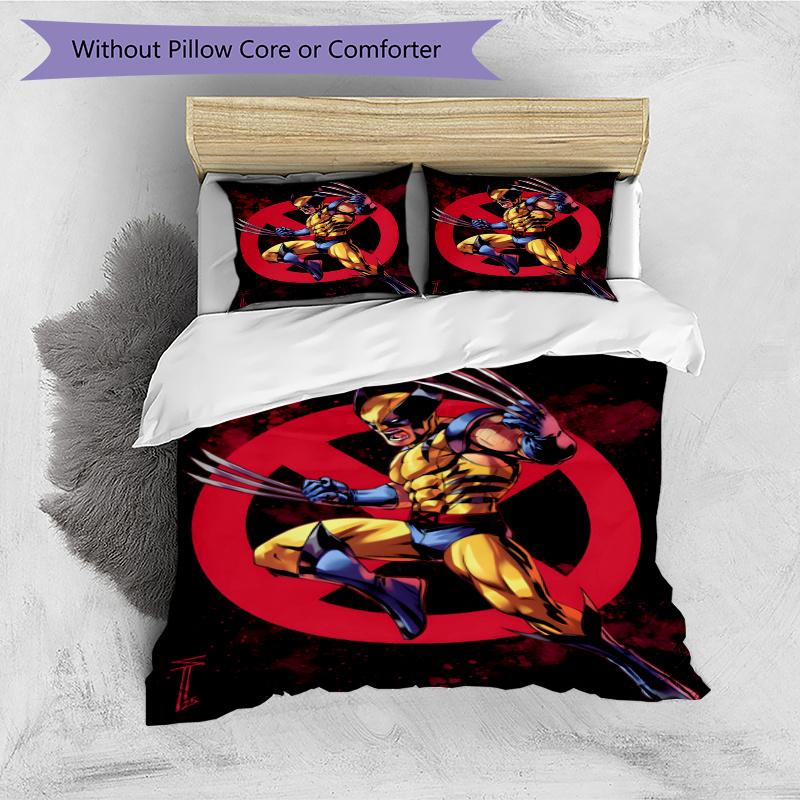 3pcs Duvet Cover Set (1*Duvet Cover + 2*Pillowcase, Without Core), Wolverine Print Bedding Set, Bedroom Decor, All‑Season, Gift