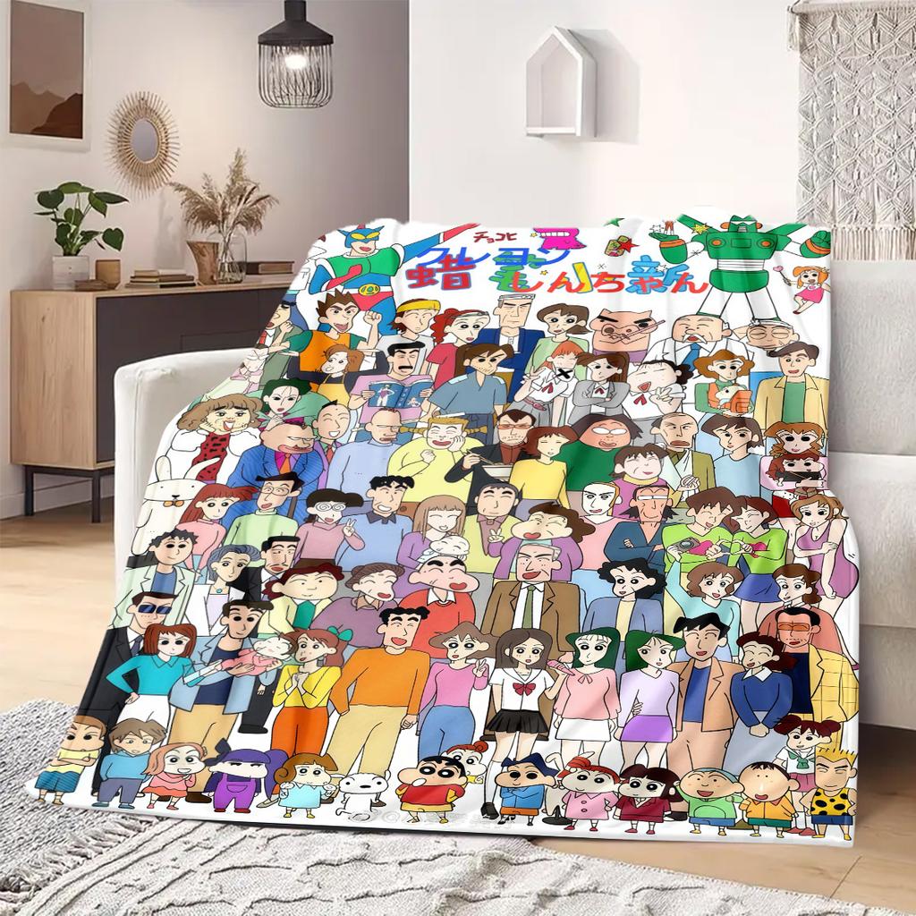 Koc z nadrukiem anime Shinchan Ciepły Komfortowy Koc flanelowy Odpowiedni do sypialni, sof, łóżek, krzeseł, na pikniki, podróże