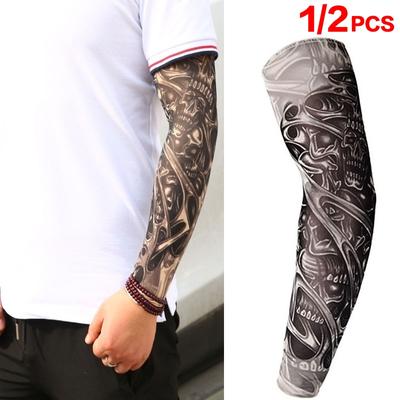 1/2 Stück modisches Unisex-Schädel-Fälschungs-Slip-On-Tattoo-Arm-Ärmel-Set, hochwertiger Sonnenschutz
