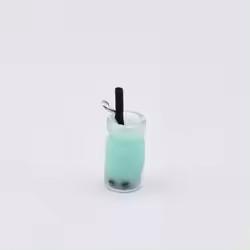 Cute Miniature 3D Bubble Tea Bottle Design Artificial Style Resin Glass Bottle Charms Earring Making Colorful Jewelry Souvenir