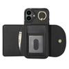 For iPhone 16 Plus Case RFID Blocking Wallet Kickstand Leather+TPU Phone Cover