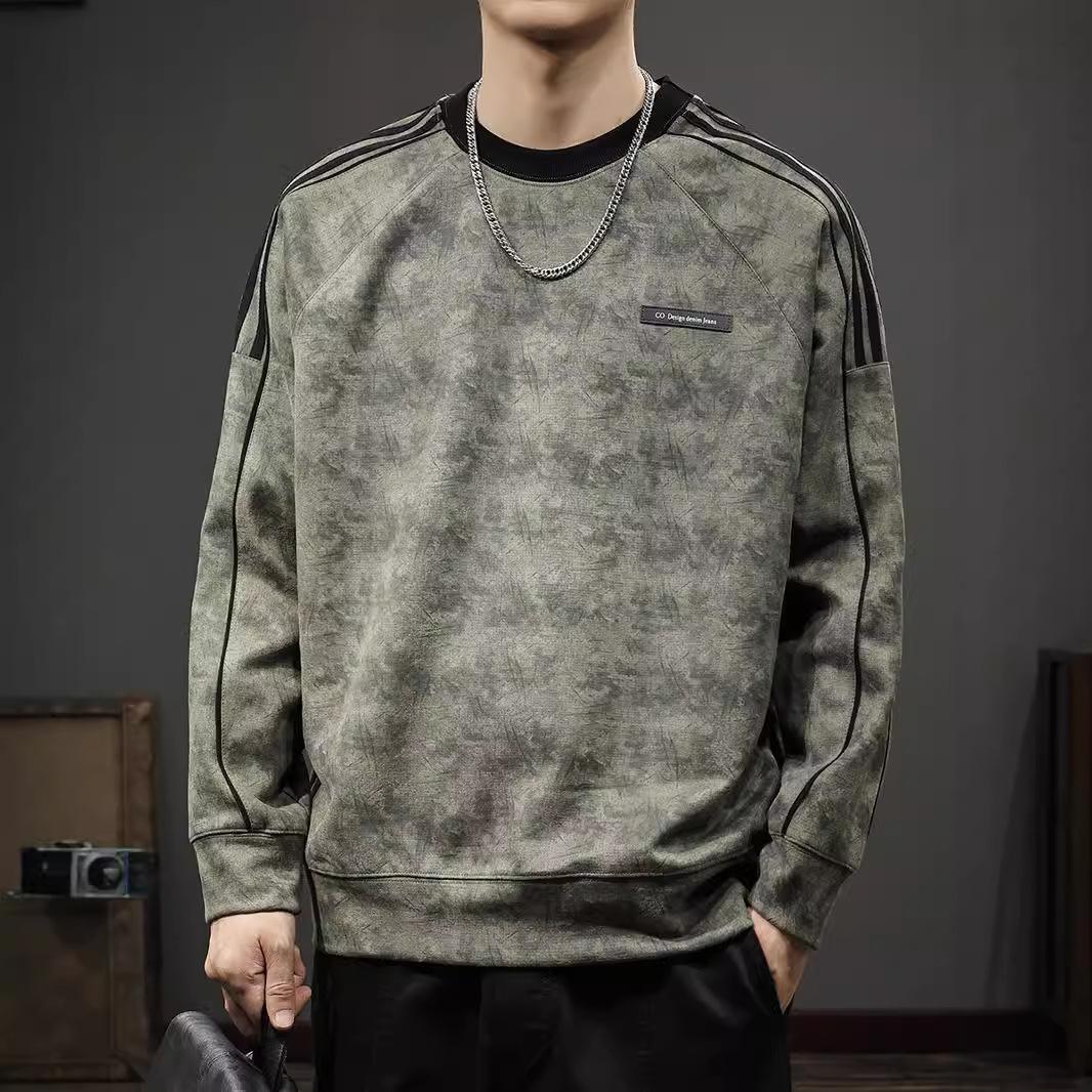 Американский модный бренд ретро стираный мужской свитер осенний полосатый свободный топ — фото 4