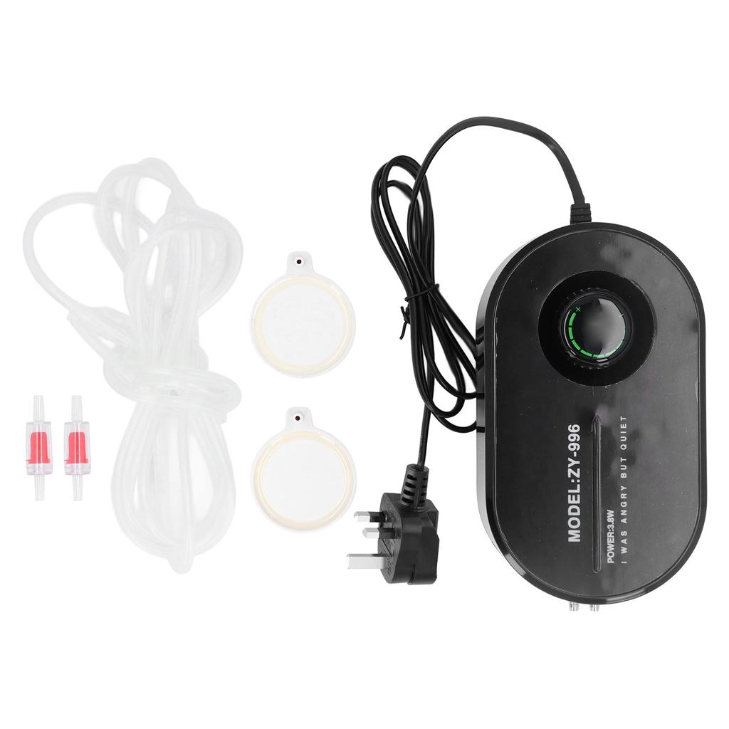 Pompa powietrza do akwarium 3,8 W, regulowana, łatwa w obsłudze, ultra cicha, gumowa pompa tlenowa ABS do akwarium