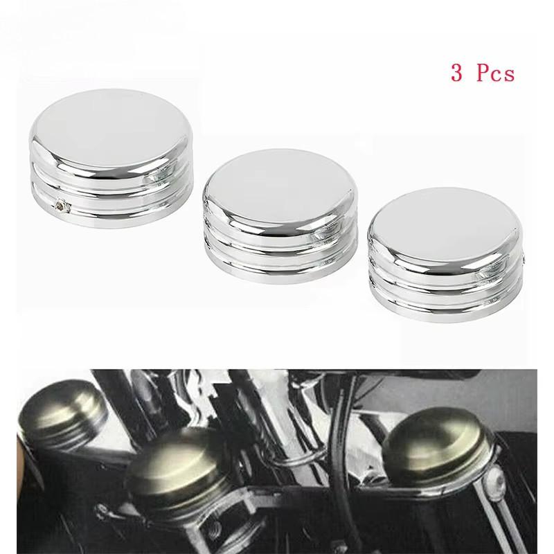 3 Stück Obere Gabel Vorbau Mutter Kappen CNC Mutterkappen für Harley-Davidson 1988-2013 XL Dyna 1995-2005 FXD Motorrad