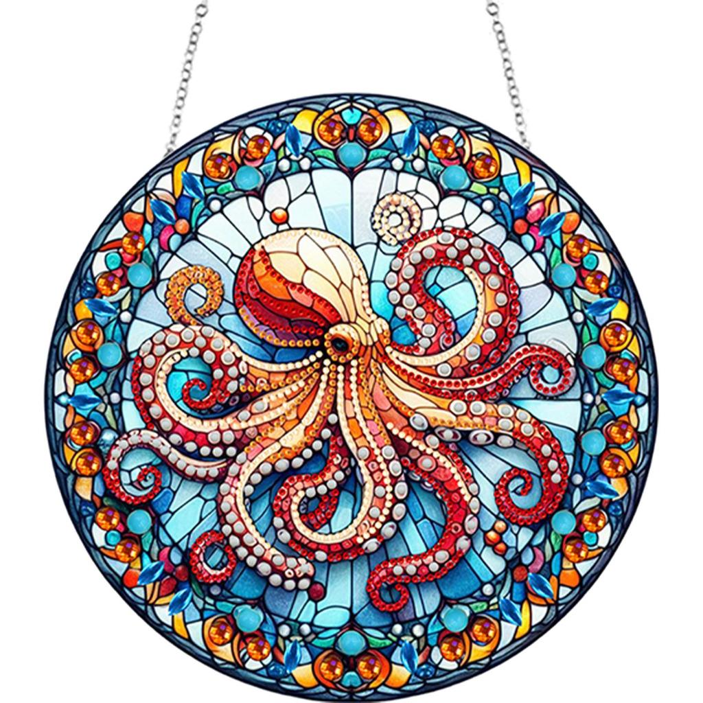 Animal Suncatcher 2D Flat DIY Rhinestone Diamond Art Window Pendants Single-Sided Drill Diamond Art Pendant Wall Door Decoration