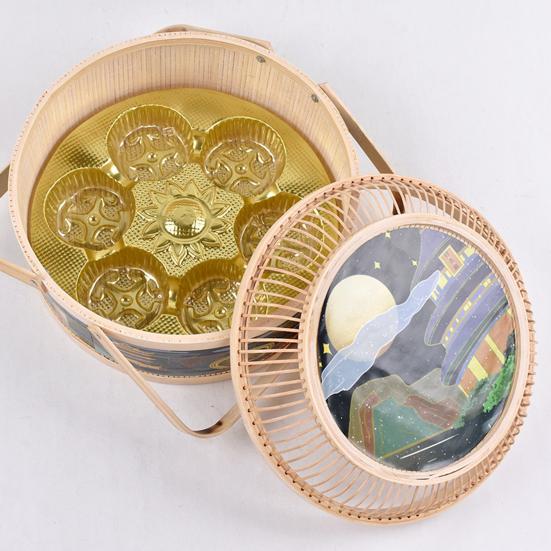 Moon Cake Basket Decorative Large Capacity Hand Made Storage Food Round Colorful
