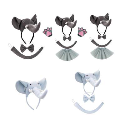 Kit Accessori Costume Fantasia Animale Set Costume Elefante con Cerchietto Orecchie Elefante Papillon Coda Tutù Guanti 1/3/4/5 Pezzi