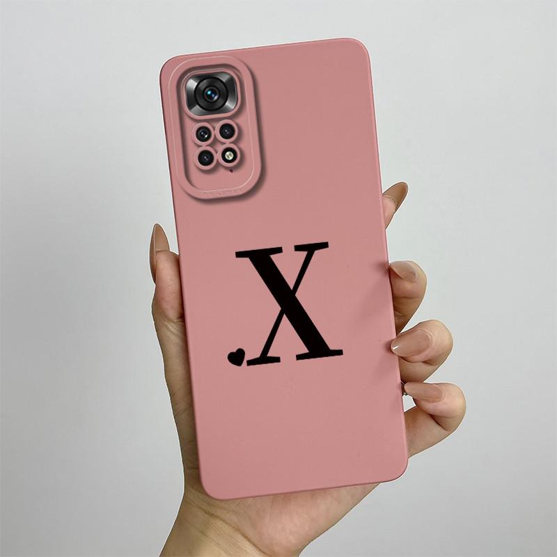 For Xiaomi Redmi Note 11 11S 4G 5G Case Cute Initial Letters Soft Liquid Silicone Shell For Redmi Note11 11 S 11 Pro Funda Capa
