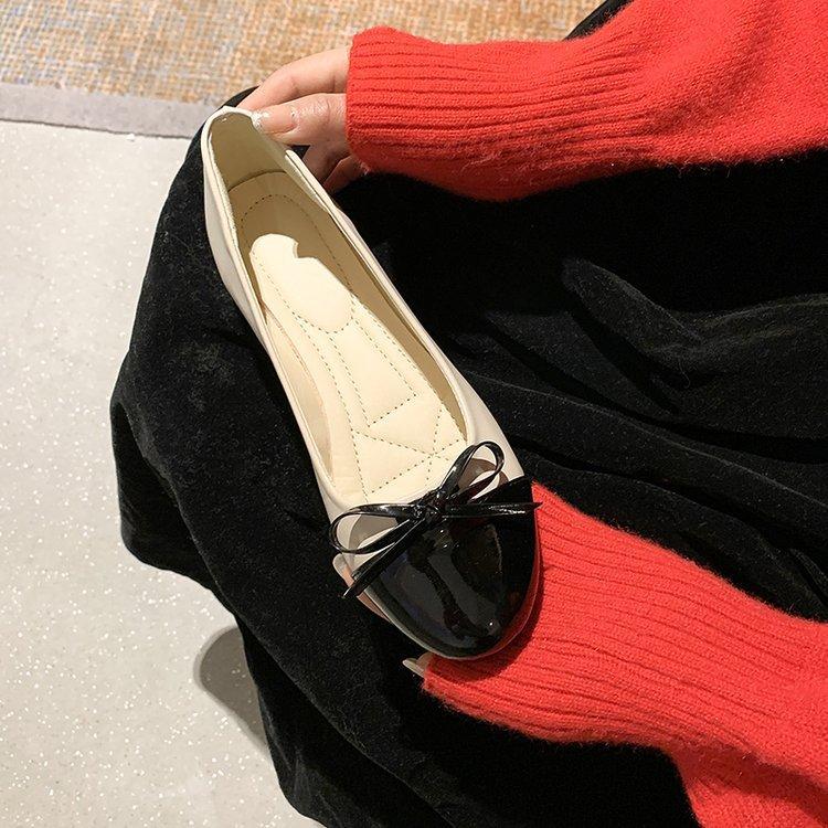 Spring Fashion Round Toe Flat Shoes Casual Leather Shoes Plus Size Women's Casual Bow Tie Women's Singles Shoes
