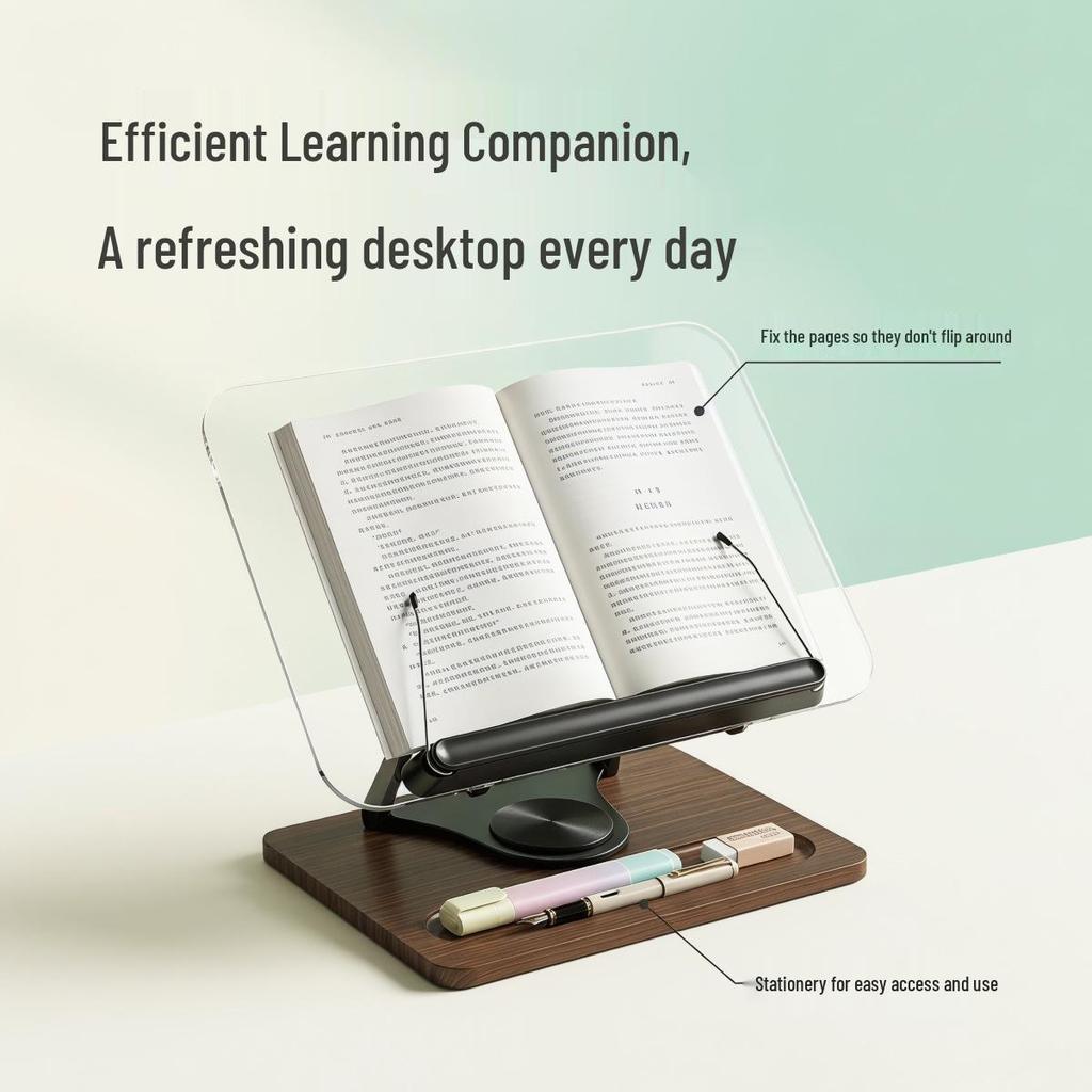 Acrylic Rotating Reading Stand: Multifunctional Book, Tablet, and Laptop Holder with Page Turner for Children
