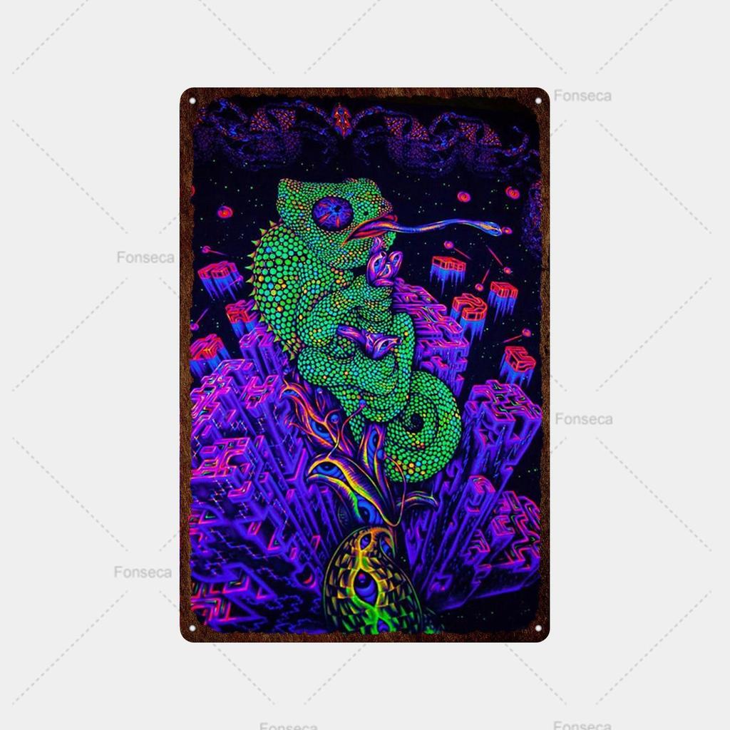 Colored Weird Planet Metal Sign Retro Tin Sign Metal Retro Bar Retro Wall Decoration Bar Club Man Hole Metal Poster