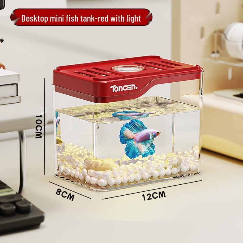 Seven-Color HD Ecological Desktop Aquarium - Creative Transparent Fish Tank for Home Decor