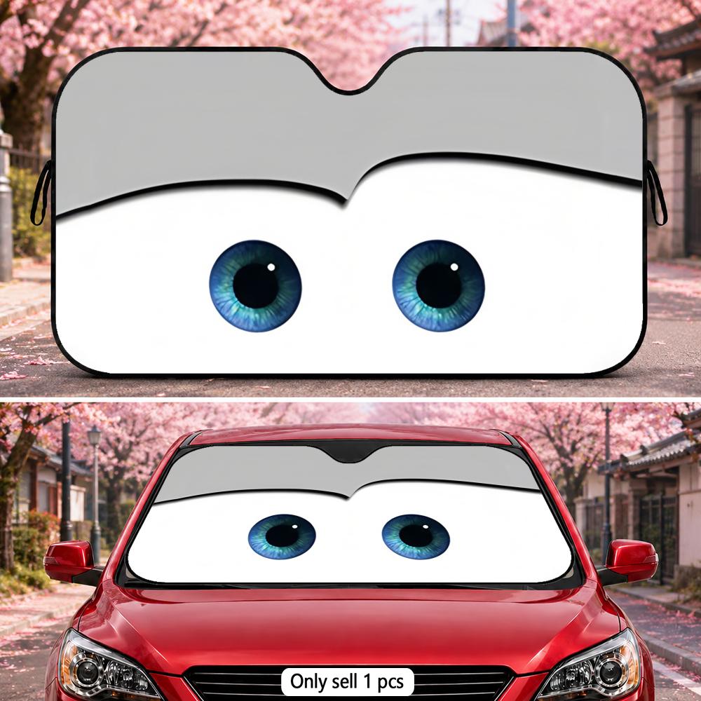 Cute Car Eyes Sun Visor Car Front Window Windshield Sunshade Five-Layer Aluminum Foil UV Protector Heat Shield