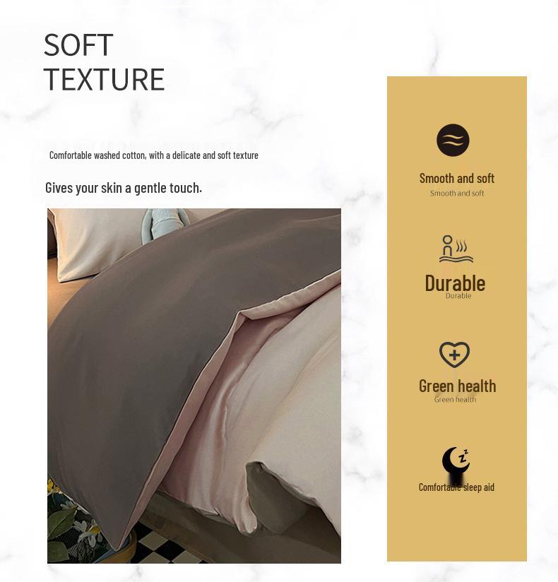 Brushed Cotton Four-Piece Bedding Set: Sheet & Duvet Cover for Student Dorm Single Bed