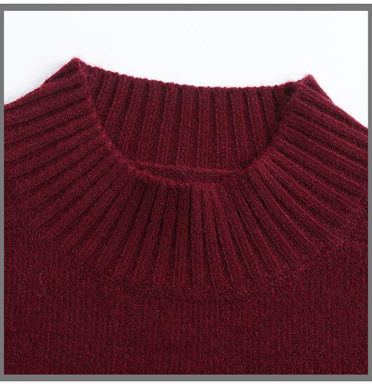 Plus Size Mid-Aged Women's Fashionable Tummy-Concealing Wool Sweater - Autumn/Winter 2025 Collection