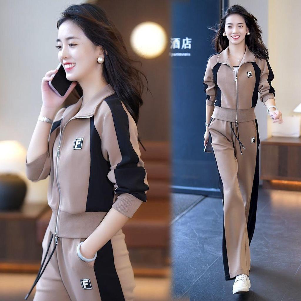 Elegant Long Sleeve Sportswear Suit Women's New 2024 Spring Autumn Petite Age-Reducing Casual 2-Piece Set