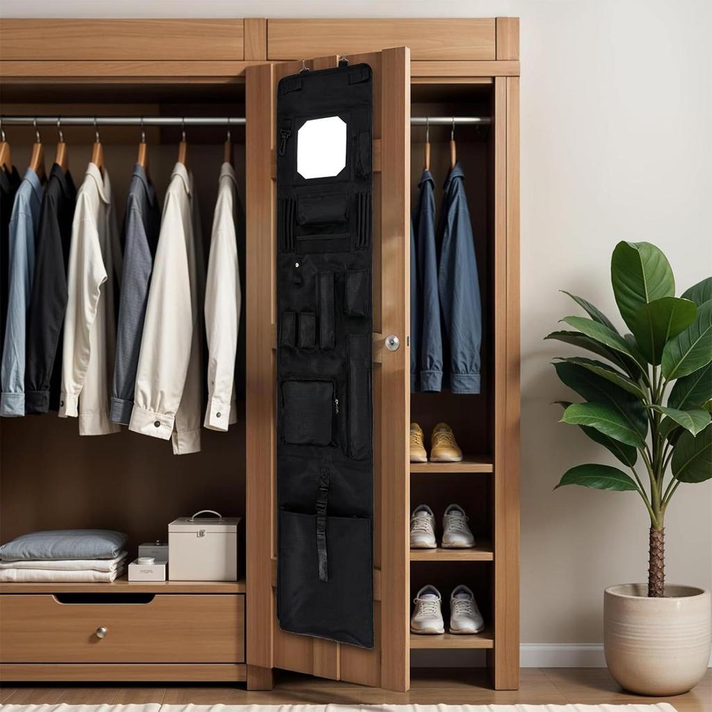 Locker Door Organizer With Mirror Closet Door Organizer With Mirror Hanger Storage Oxford Cloth Waterproof For Uniform Gear