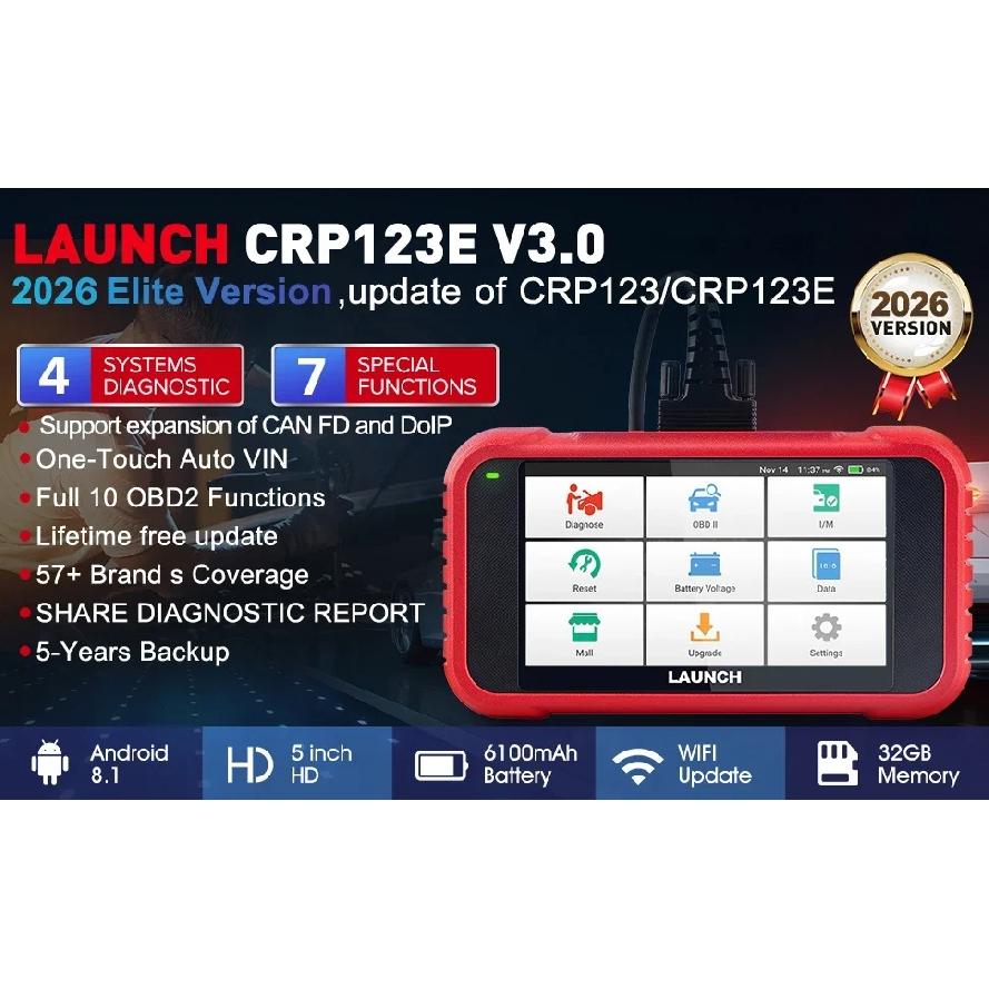 2026 New LAUNCH X431 CRP123E V3.0 Auto OBD2 Scanner ABS SRS Engine AT Car Diagnostic Tools 7 Reset Service Free Update Online