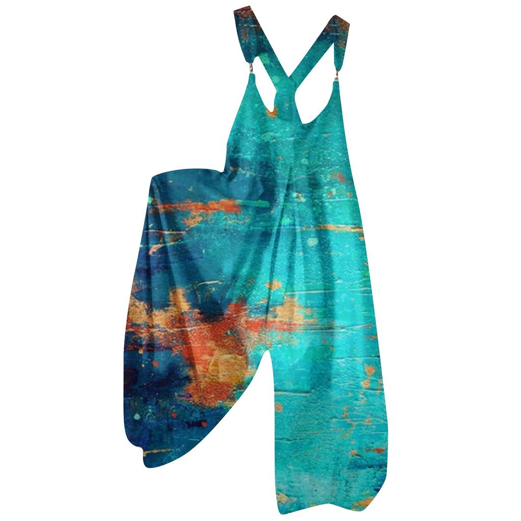 Tuta da donna con spalline retrò, stampa casual, dolce, estiva, alla moda