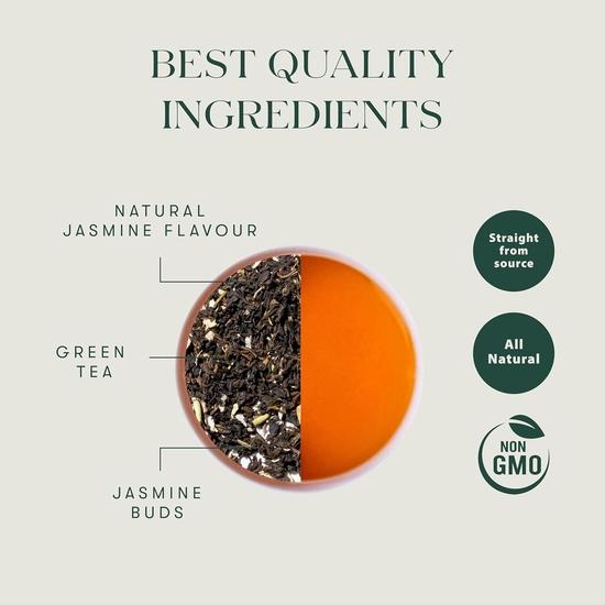 Luxmi Estates Midnight Bloom Jasmine Green Tea 25 Tea Bags (50g) Pack | Certified USDA Organic Green Tea  | 25 Cups