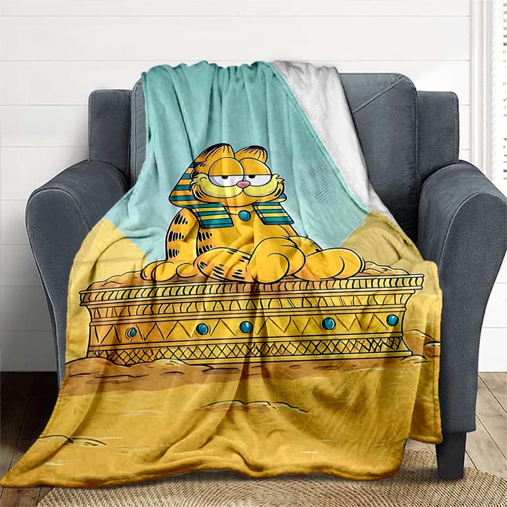 1PC Egyptian Garfield Outdoor Blanket Lightweight Flannel, Soft & Warm, All-Season Use for Sofa, Outdoor, Camping, Living Room, Office91