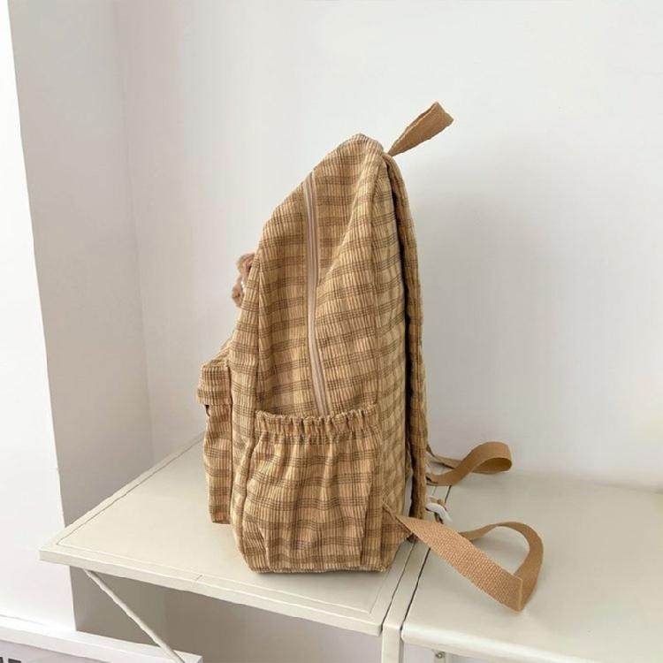 Harajuku Backpack for Girl Corduroy Lattice Backpack Large Capacity Daypacks Travel Bag Student School Backpack