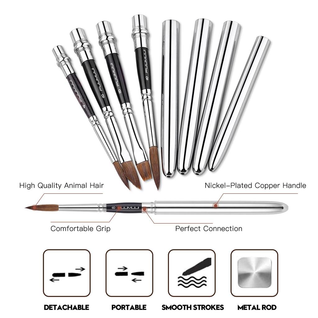 Kolinsky Sable Hair Round Watercolor Paint Brush Set of 4 - Portable Compact Artist Brushes with Pocket for Art, Gouache, Acrylic, and Oil Painting