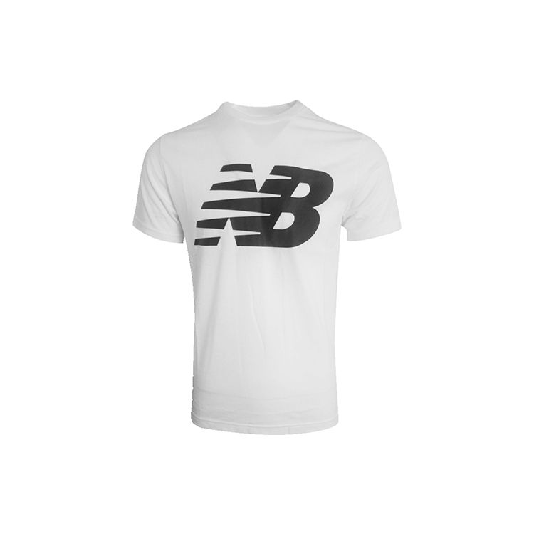 

New Balance Трикотажная дышащая спортивная повседневная футболка с короткими рукавами с логотипом и принтом, мужские топы белого цвета MT91923-WT