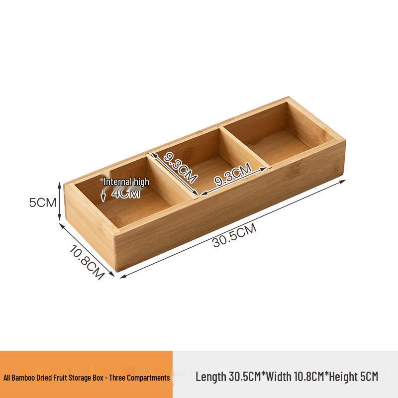 Nanmu Bamboo Nine-Grid Snack & Fruit Storage Box with Healthy Compartments