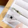 Geometric Celtic Knot Black Diamond Row Diamond Zir*****Pen Ring Niche Light Luxury High Sense Stacked Ring Woman
