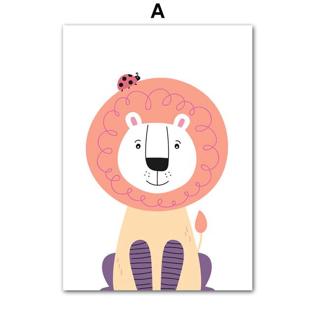 

Лев, слон, жираф, тукан, коала, тигр, фламинго, настенные художественные постеры, принты, скандинавская картина на холсте, фотографии животных, декор для детской комнаты 21cm×30cm NoFrame