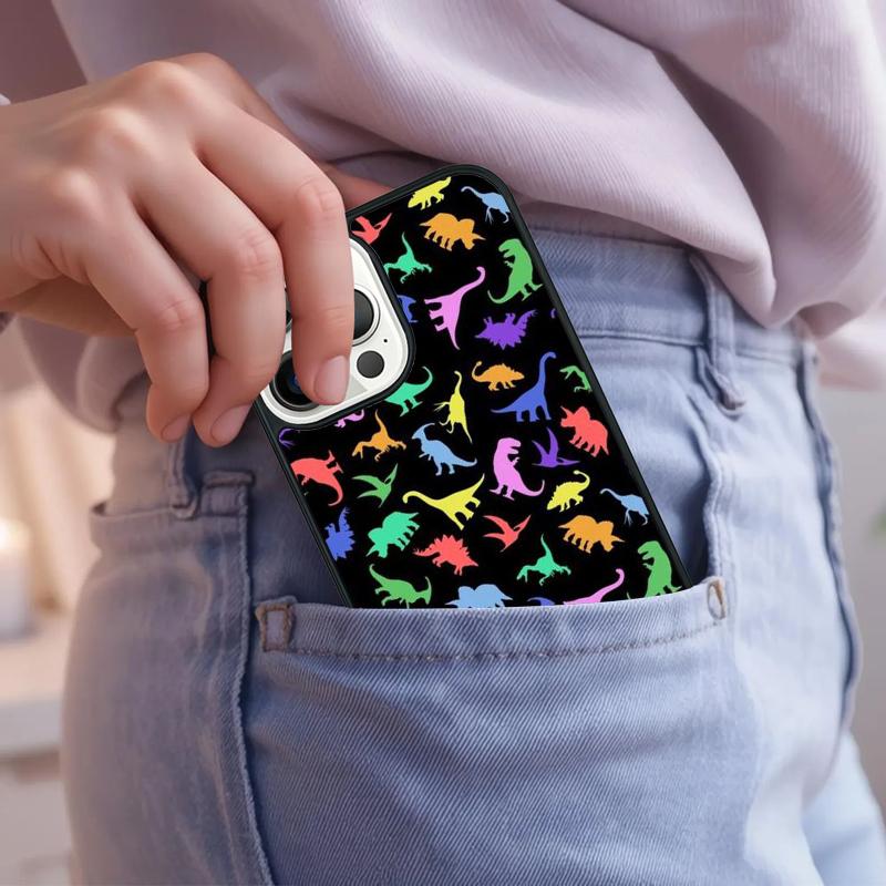 Dino King Floral Dinosaur Phone Case For iPhone 17 Air 15 16e 14 13 Pro Max Coque 12 11 Pro Max PLUS Cover