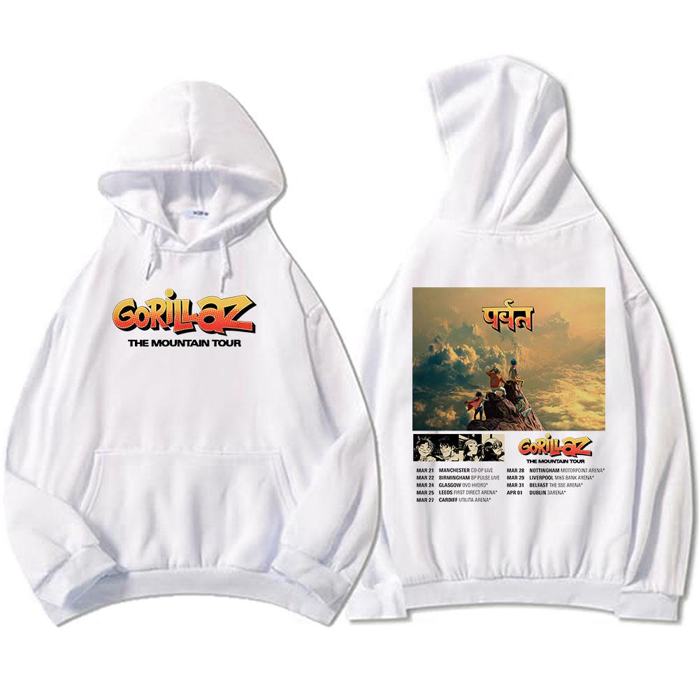 Gorillazs The Mountain 2026 Tour Mikiny Módní Mikiny s dlouhým rukávem a kapucí Podzim Zima Fleecové Pulovry Streetwear