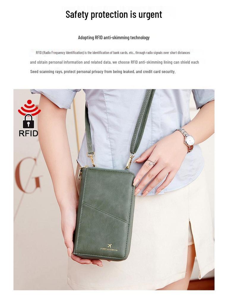 2024 RFID Travel Passport Holder & Ticket Organizer with Double Zippers - Crossbody Multifunctional Wallet & Document Bag.