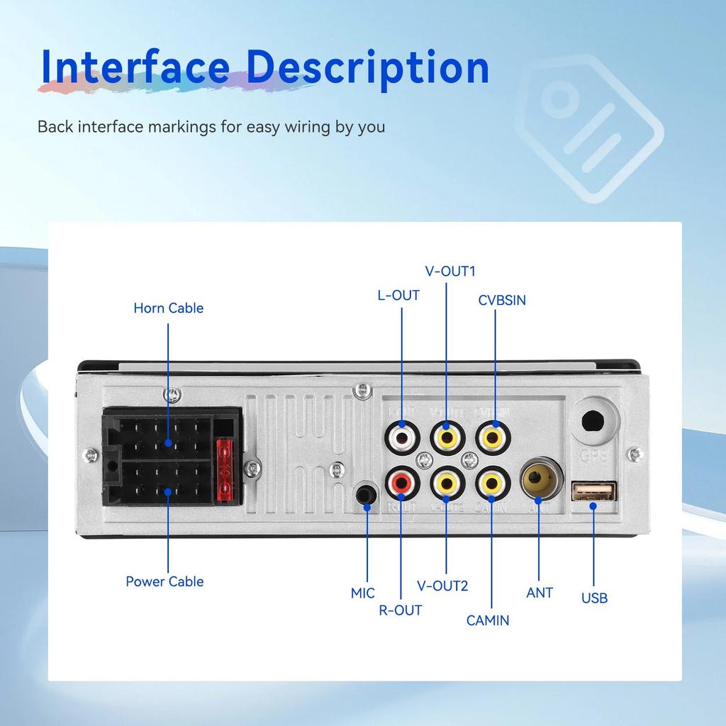 General 1 Din Car Radio MP5 IPS HD Player Support Wireless Carplay Android Auto Bluetooth FM AM RDS Stereo USB WIFI Video Player 5.1In Digital Display